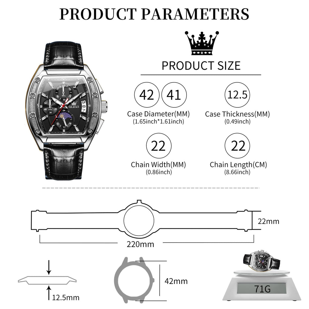 Men's Chronograph Moon Phase Waterproof Watch E7859
