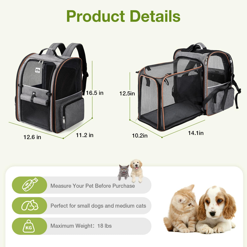 Expandable Cat Carrier Backpack with Sun Shade S679