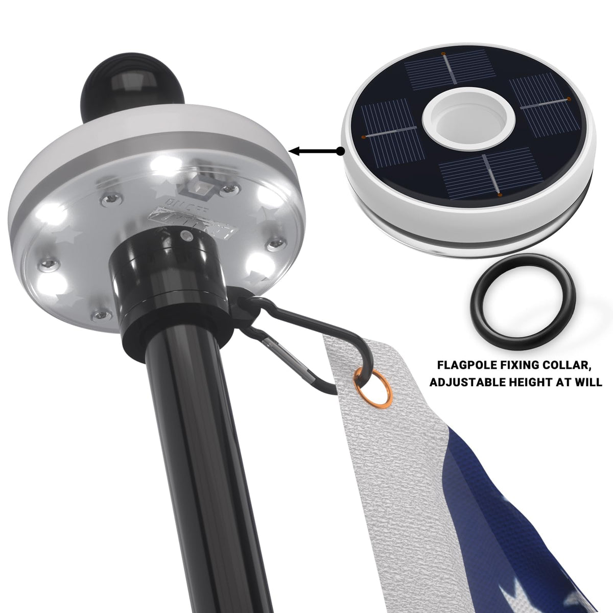 7FT Flag Pole Kit with Solar Light F26247