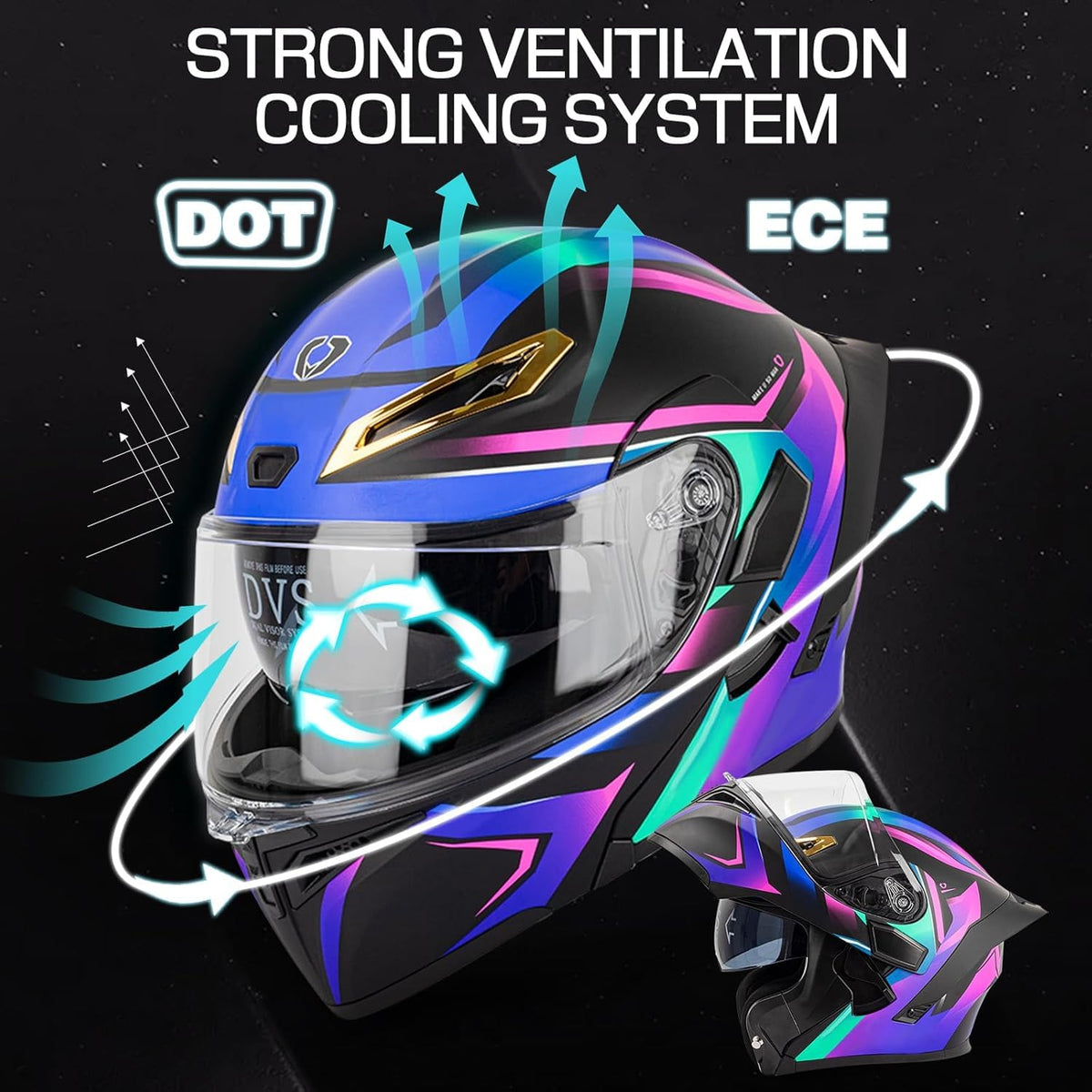 DOT Approved Flip Up Full Face Bluetooth Motorcycle Helmet D167