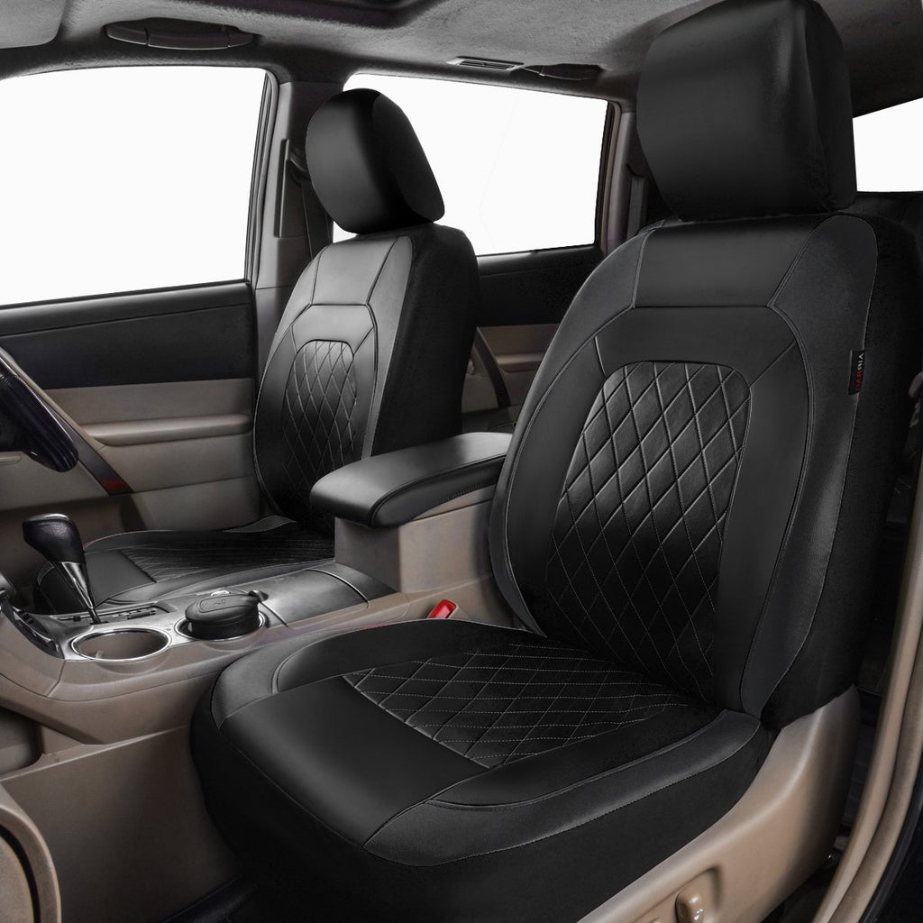 Faux Leather Car Seat Covers Full Set, Airbag Compatible, Breathable, All Black Q884133