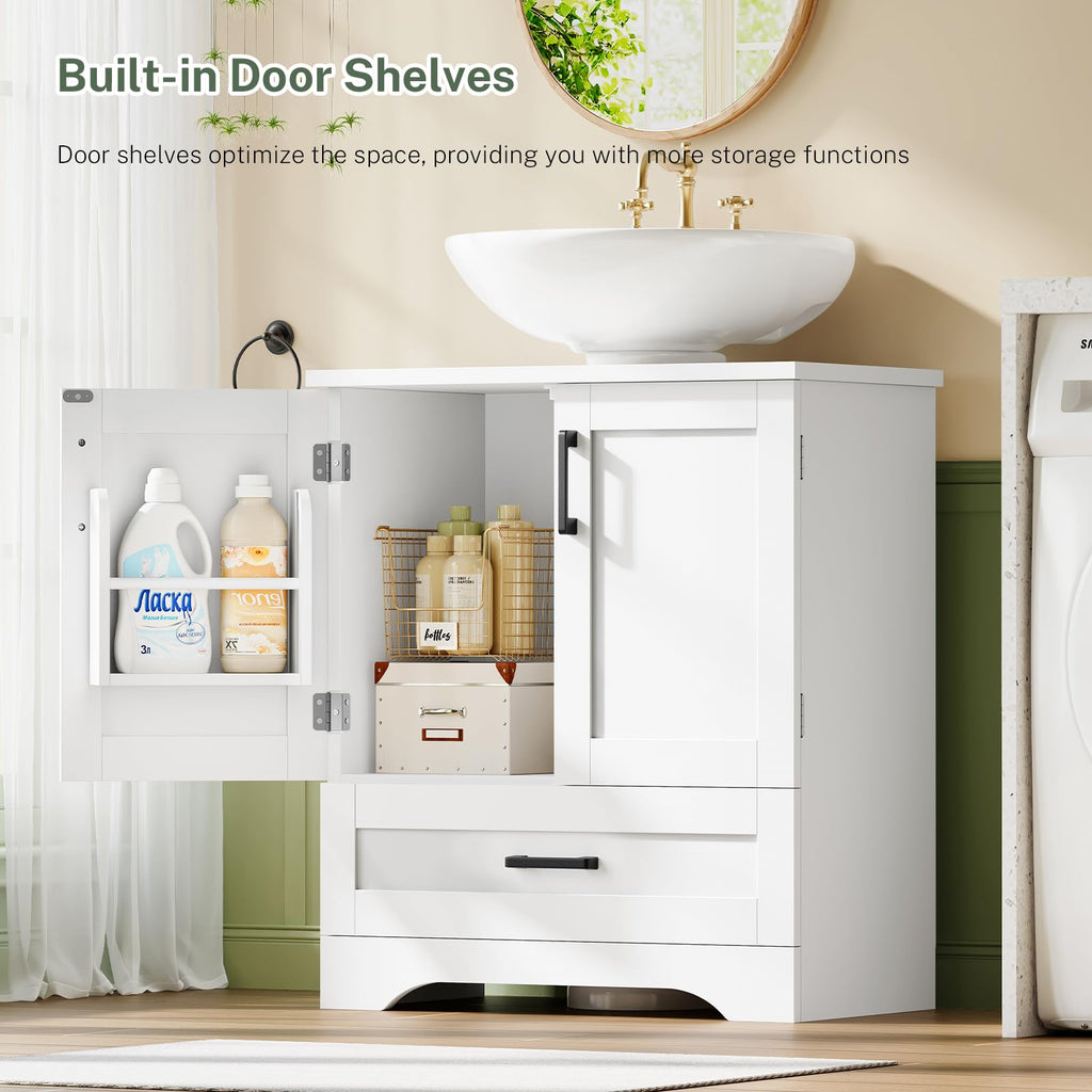 24" Pedestal Sink Storage Cabinet with 2 Doors & 1 Drawer P242