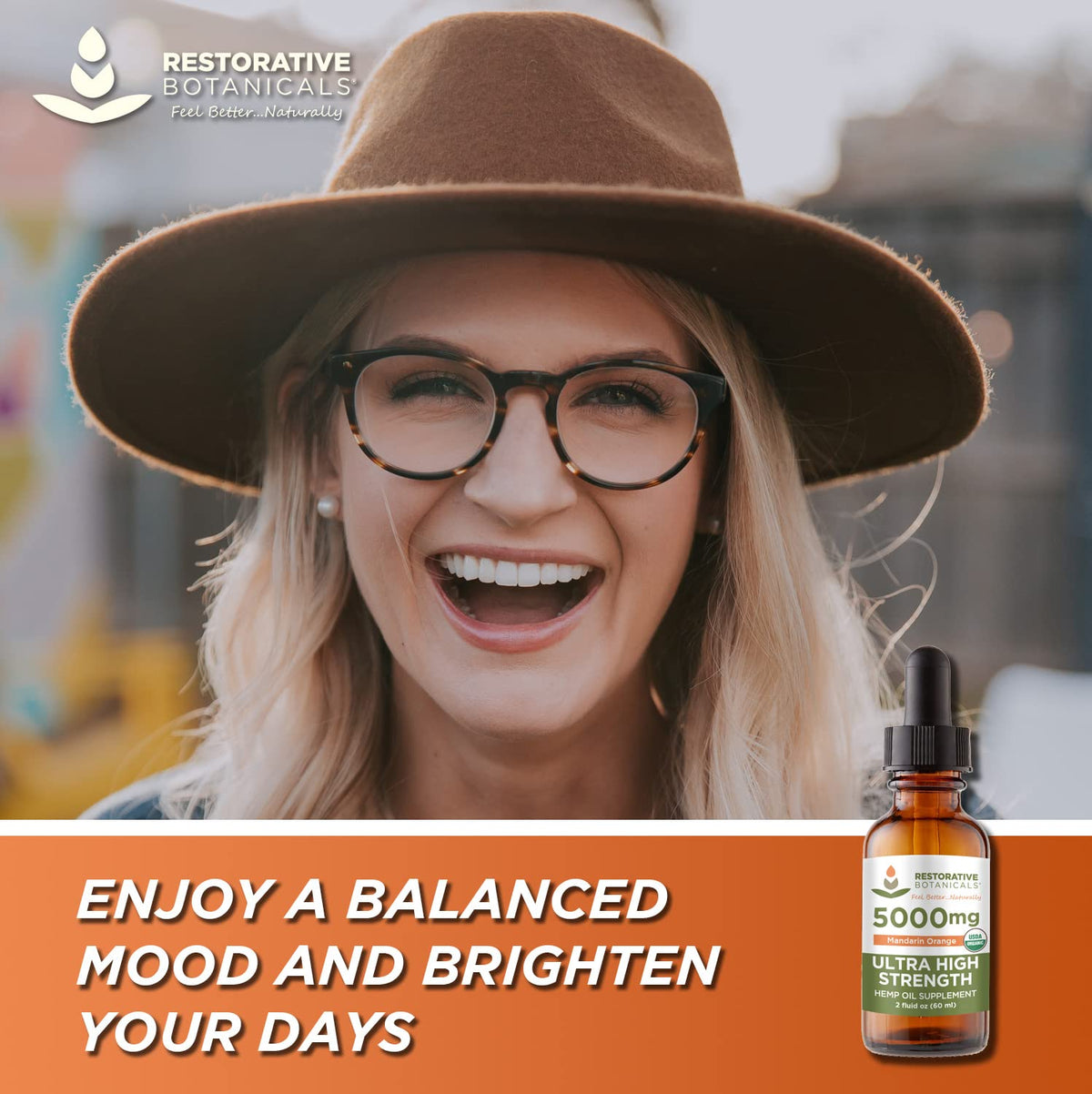 Hemp Oil Drops 5000 mg Mandarin Orange L2452