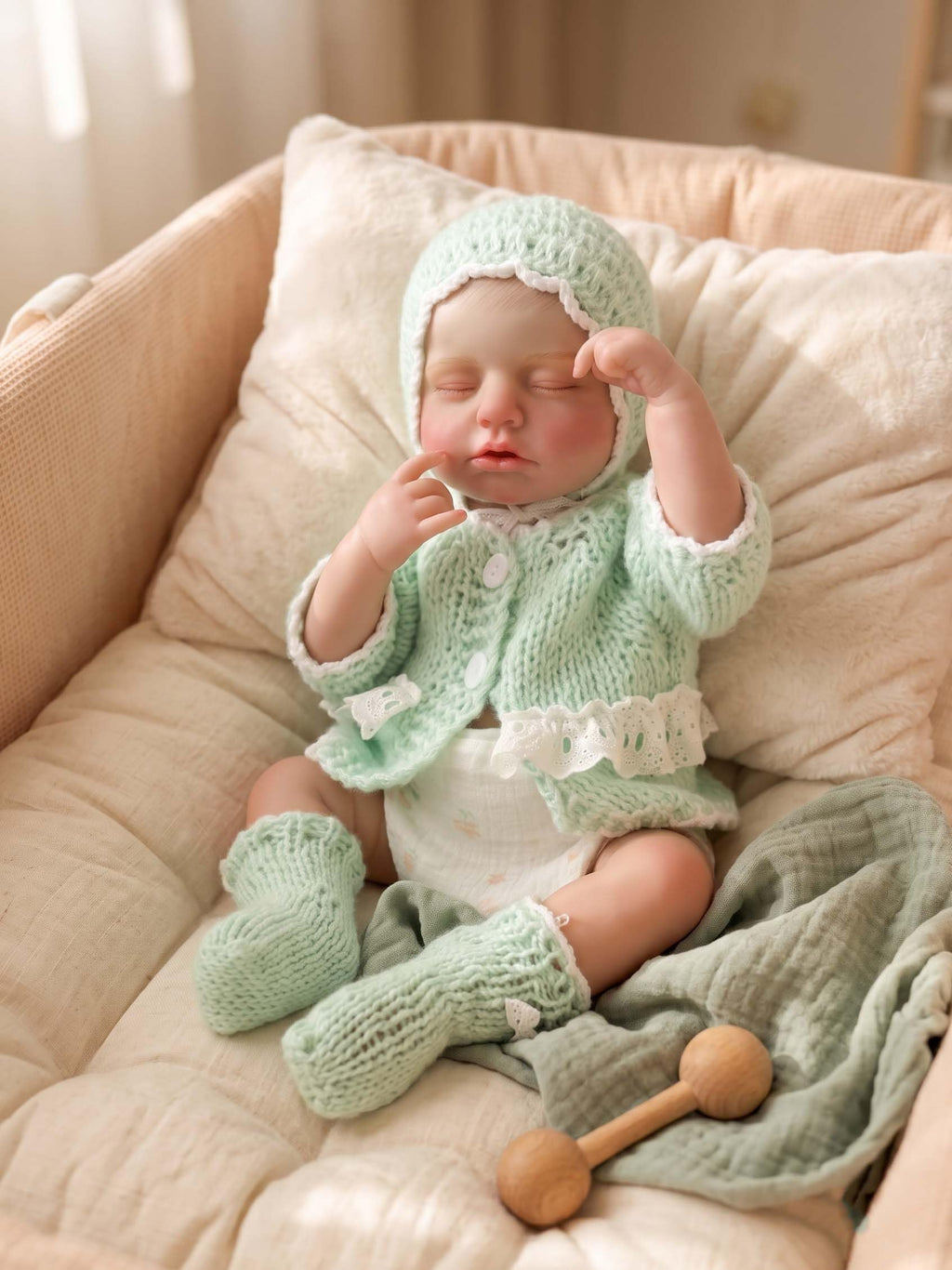20-Inch Sleeping Reborn Baby Doll with Knitted Hat J599103