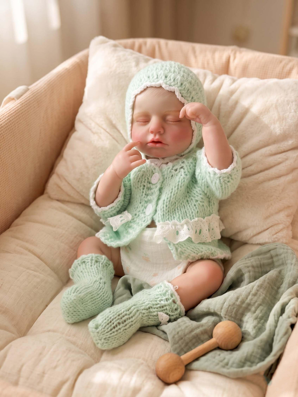 20-Inch Sleeping Reborn Baby Doll with Knitted Hat J599103