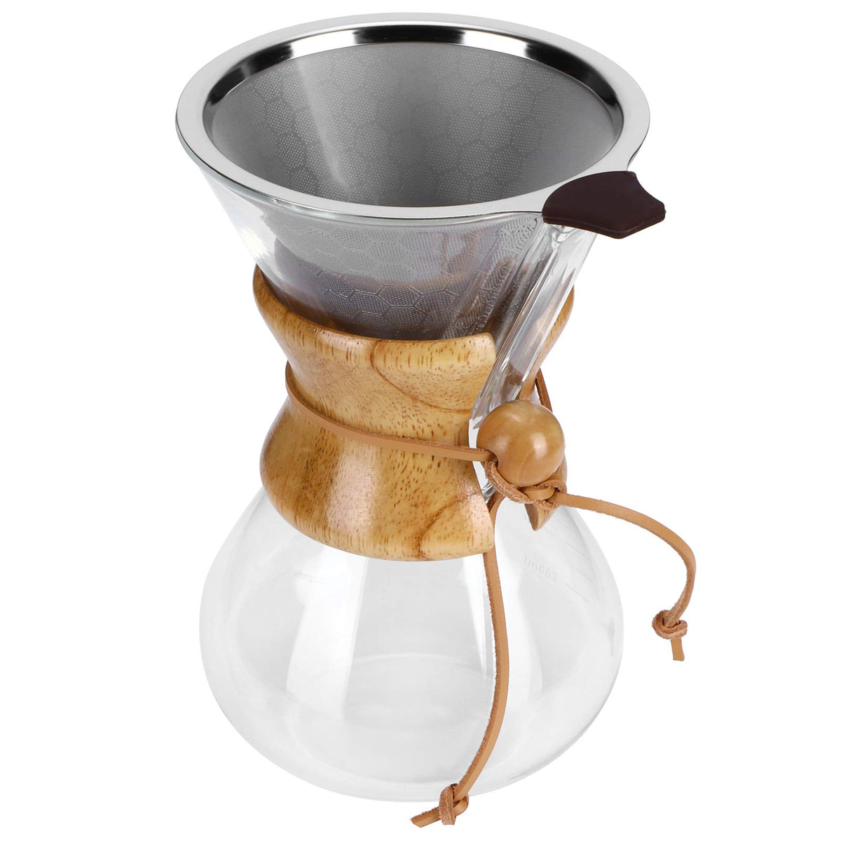 600ml High Temp Glass Coffee Drip Pot with Reusable Filter K7096