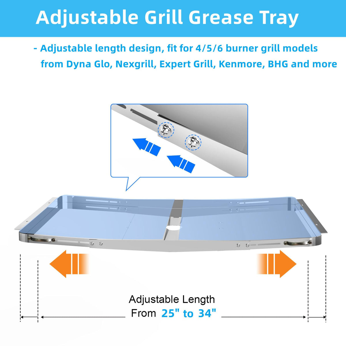 Adjustable Stainless Steel Grill Grease Tray with Catch Pan Z2275