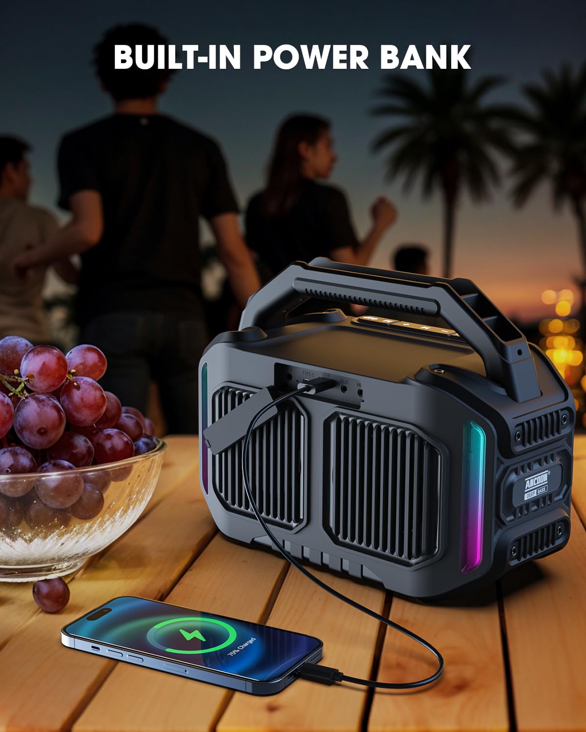 80W Bluetooth Wireless Speaker with Bass I7482