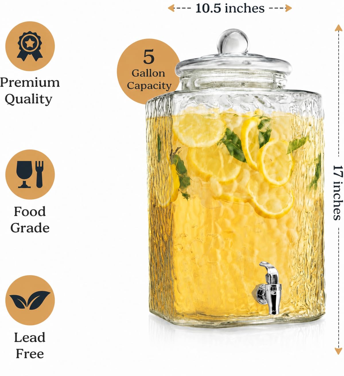 5 Gallon Glass Beverage Dispenser with Spigot Q764