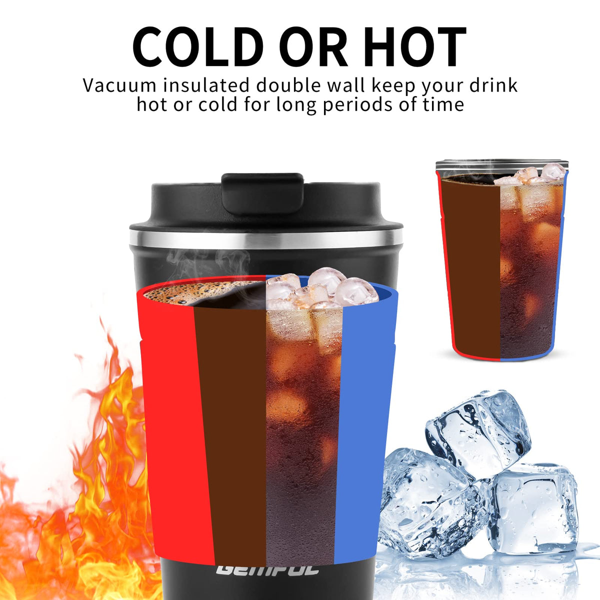 13oz Insulated Stainless Steel Travel Coffee Mugs Set (2 Pack) B924424