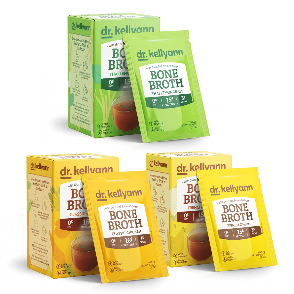 Bone Broth Packets Variety Pack 3 Boxes 21 Servings L723783