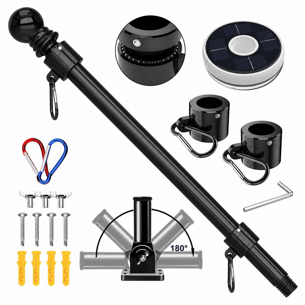 7FT Flag Pole Kit with Solar Light F26247