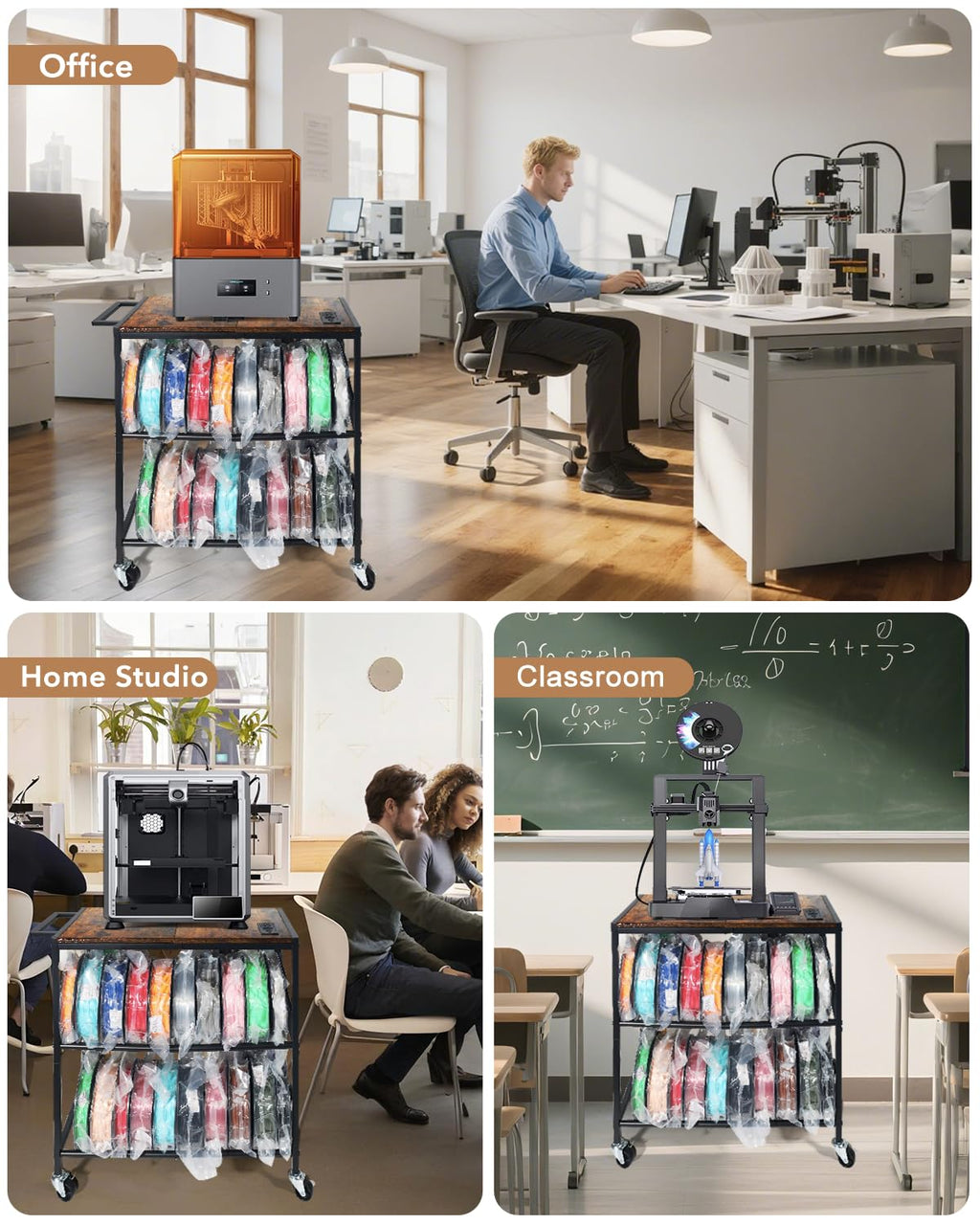 Heavy Duty Rolling 3D Printer Stand with Filament Storage U8504