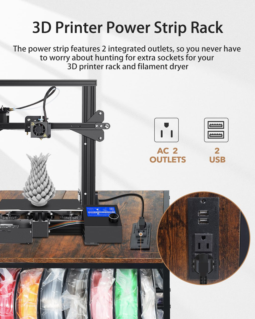 Heavy Duty Rolling 3D Printer Stand with Filament Storage U8504
