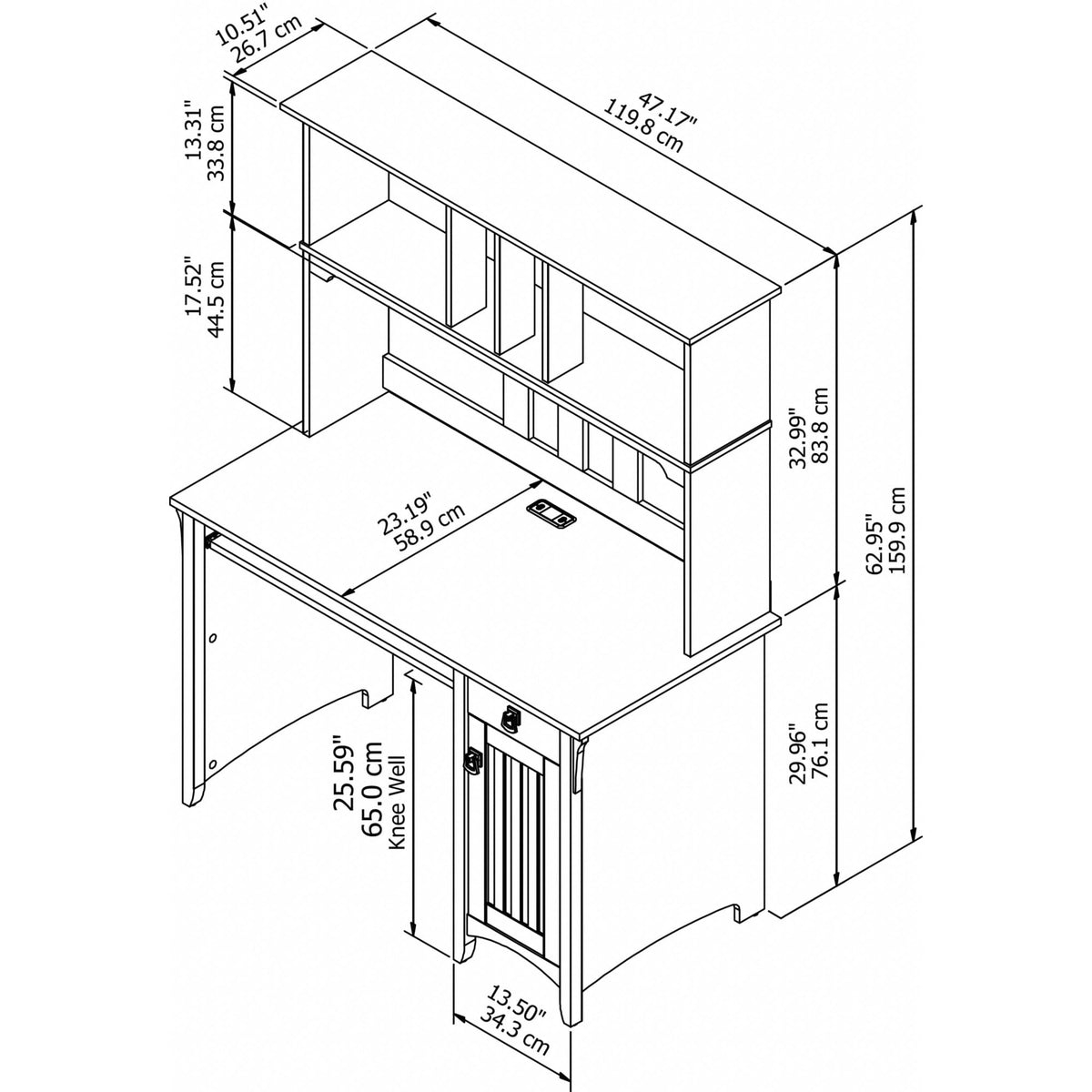 Small Computer Desk with Hutch N976