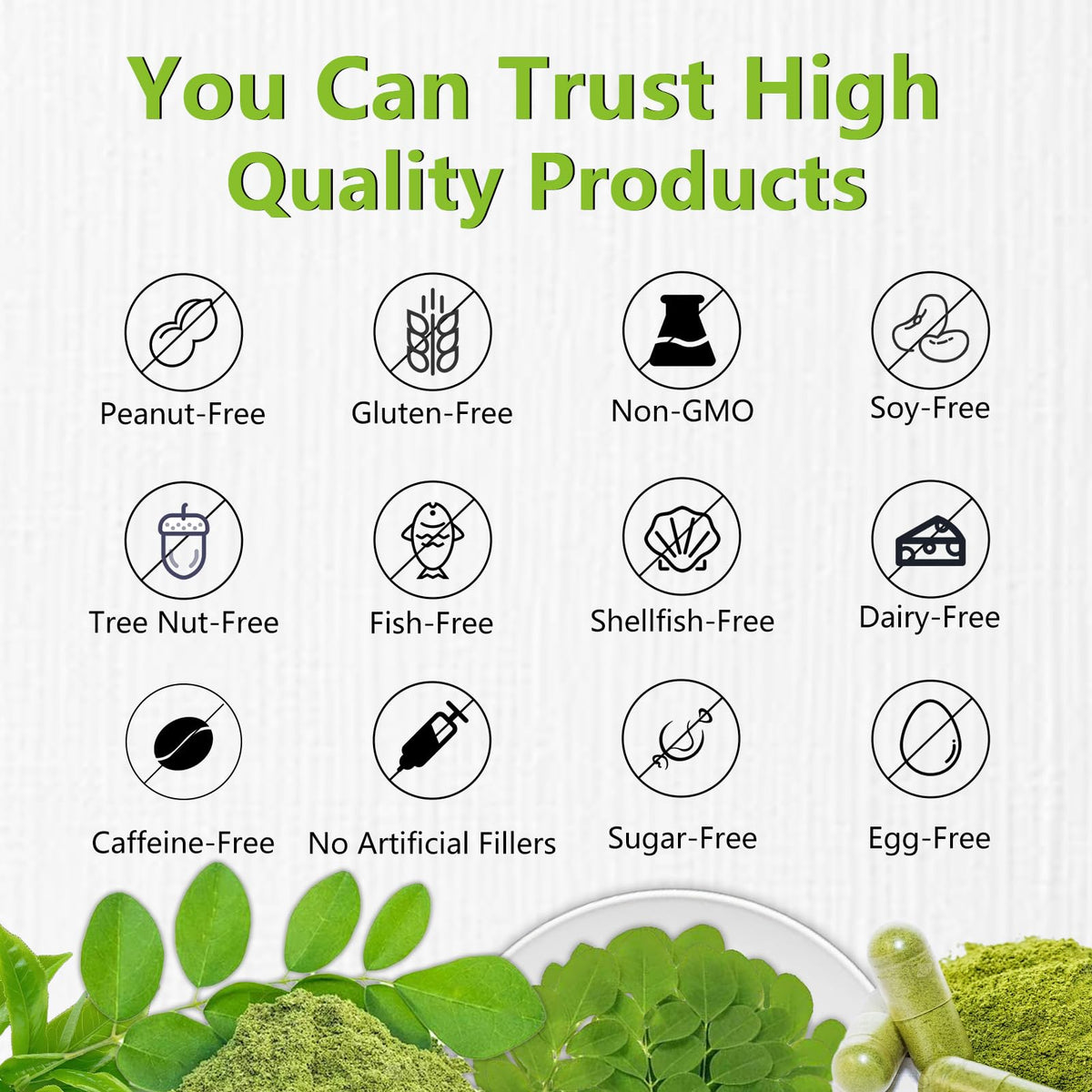 Organic Moringa Capsules 1000mg Vegan Non-GMO 60 Capsules X27849