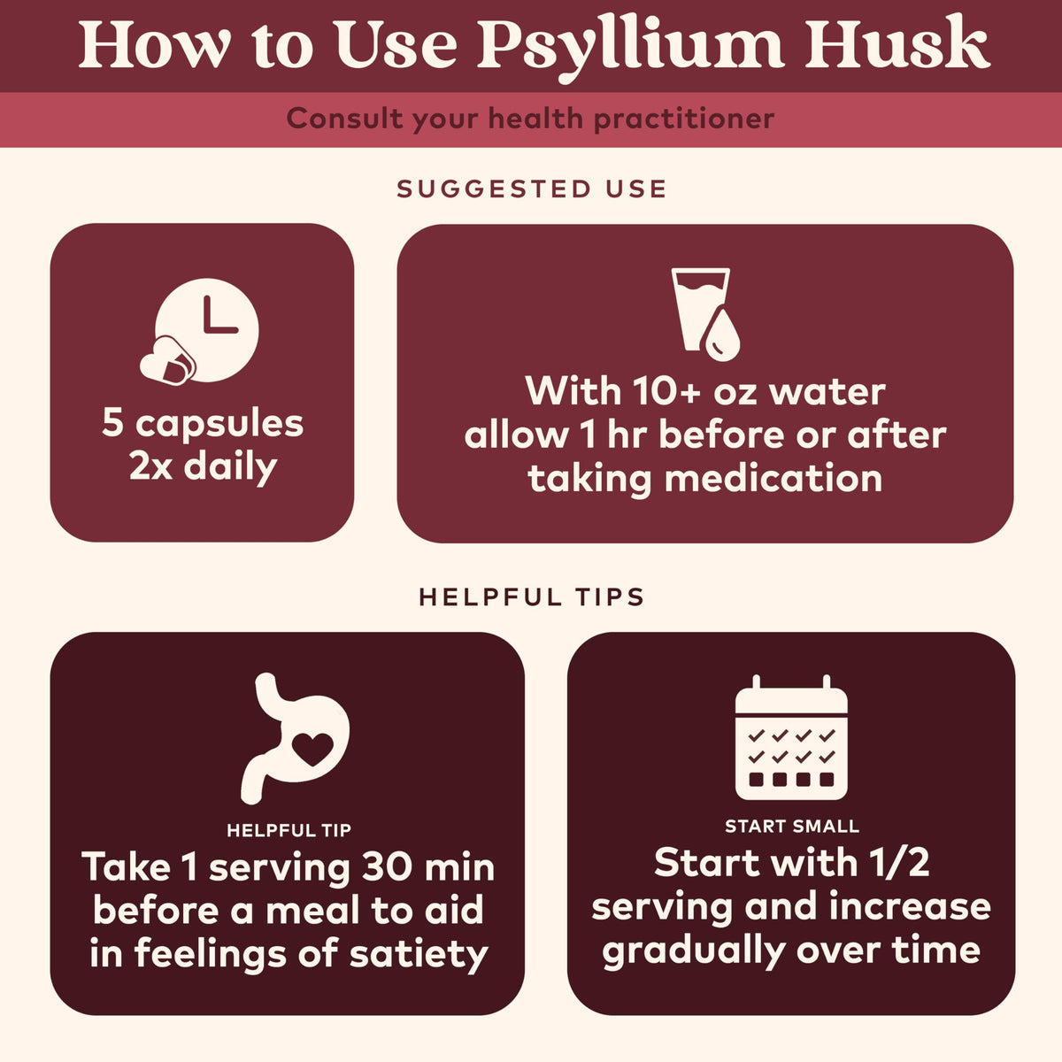 Psyllium Husk Capsules Fiber Supplement Vegan 180 Count H9649