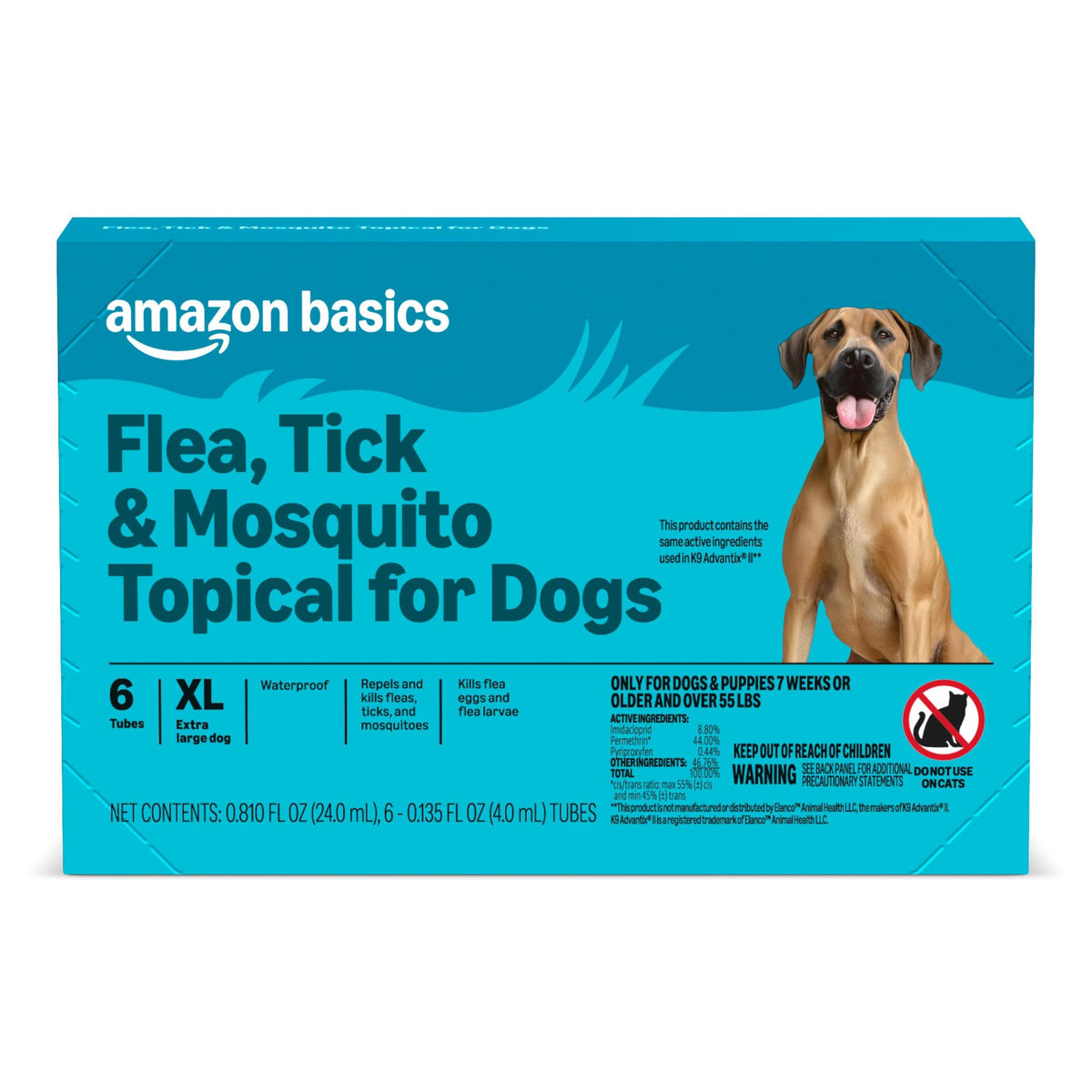 Flea, Tick & Mosquito Topical Treatment for X-Large Dogs, 6 Count K989