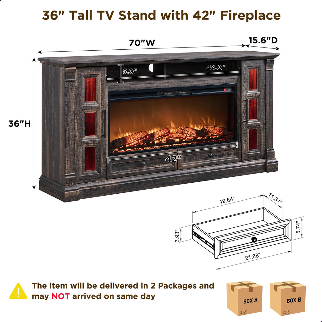 70" TV Stand with Electric Fireplace U918