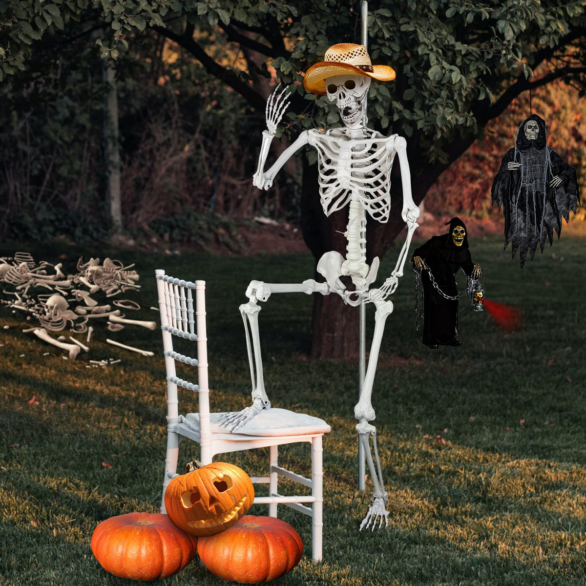 5.4ft Posable Full Body Skeleton with Movable Joints N528512
