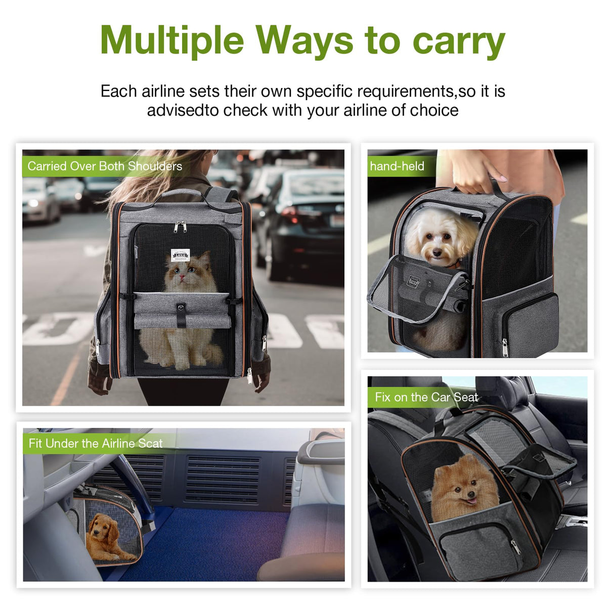Expandable Cat Carrier Backpack with Sun Shade S679
