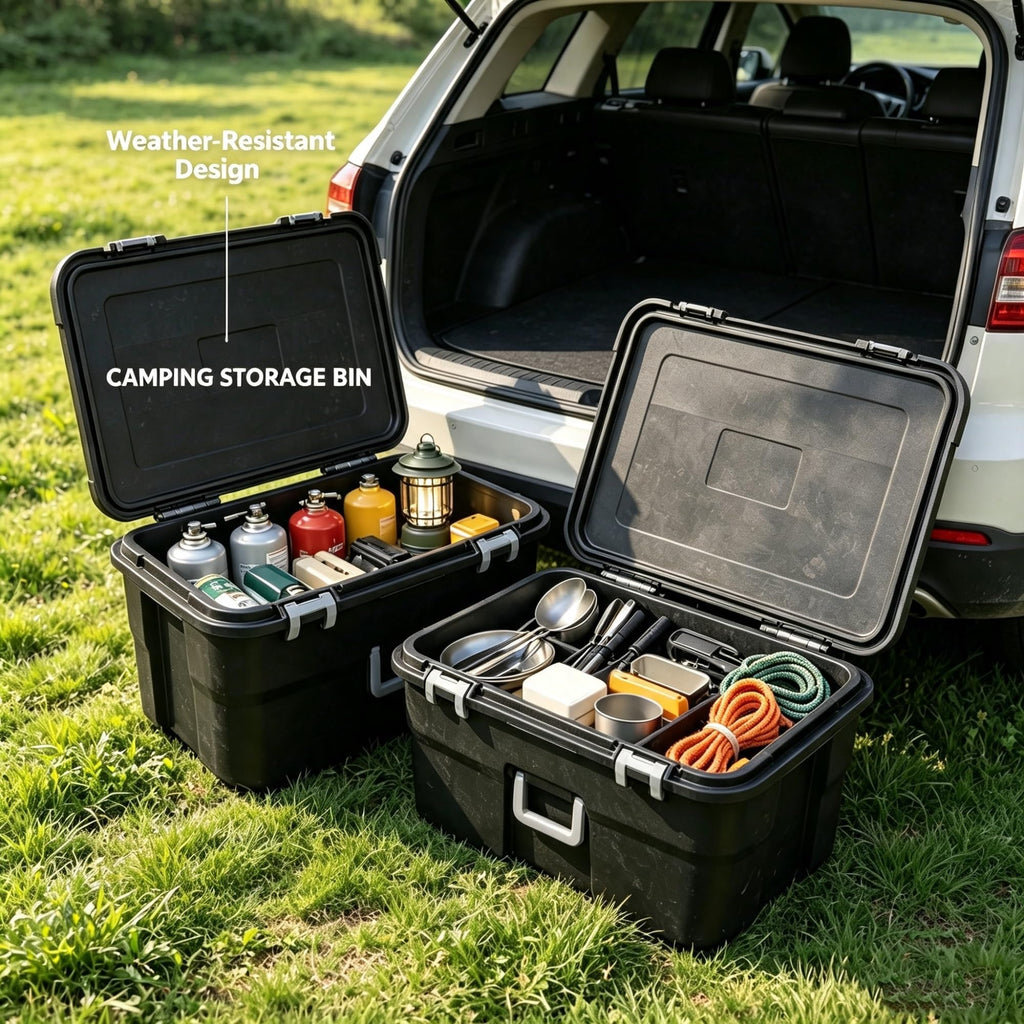 2 Pack 22 Gallon Black Wheeled Lockable Plastic Storage Trunk D236
