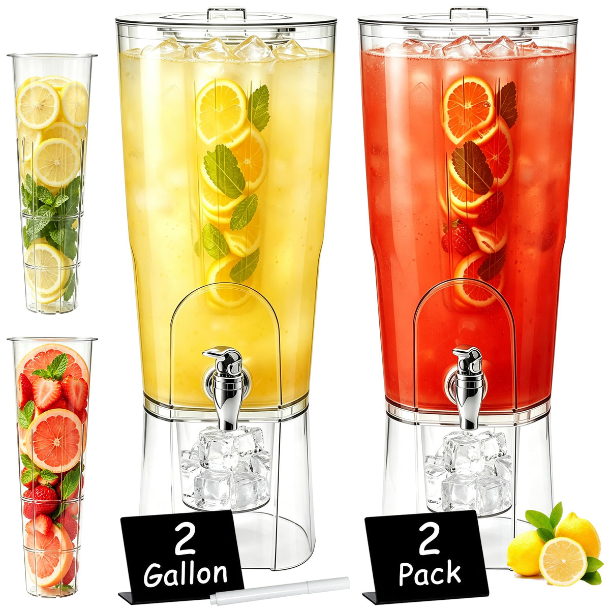 2 Gal Drink Dispensers with Stand & Fruit Infuser Q9077