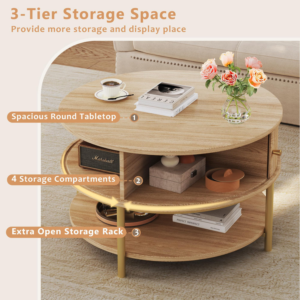 Round Coffee Table with Storage R804