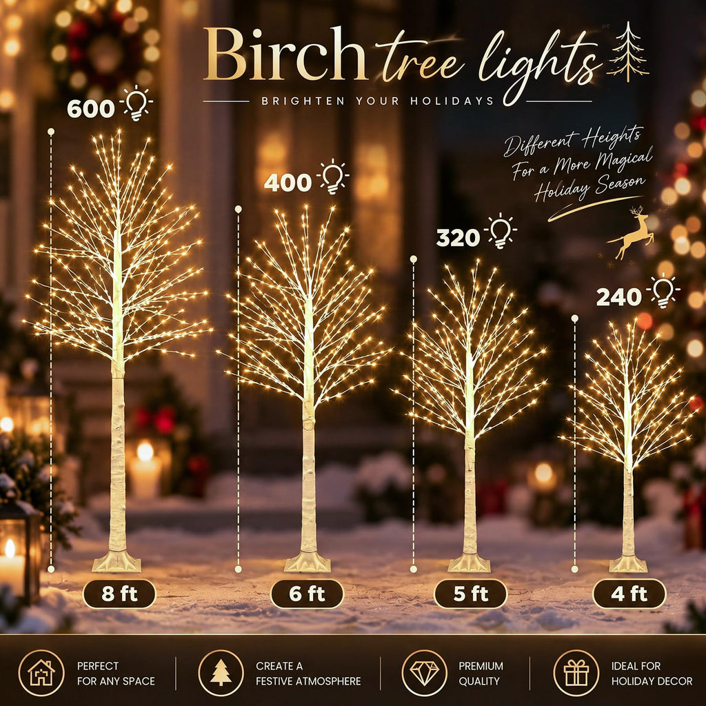 4 Pack Lighted Birch Tree Y597