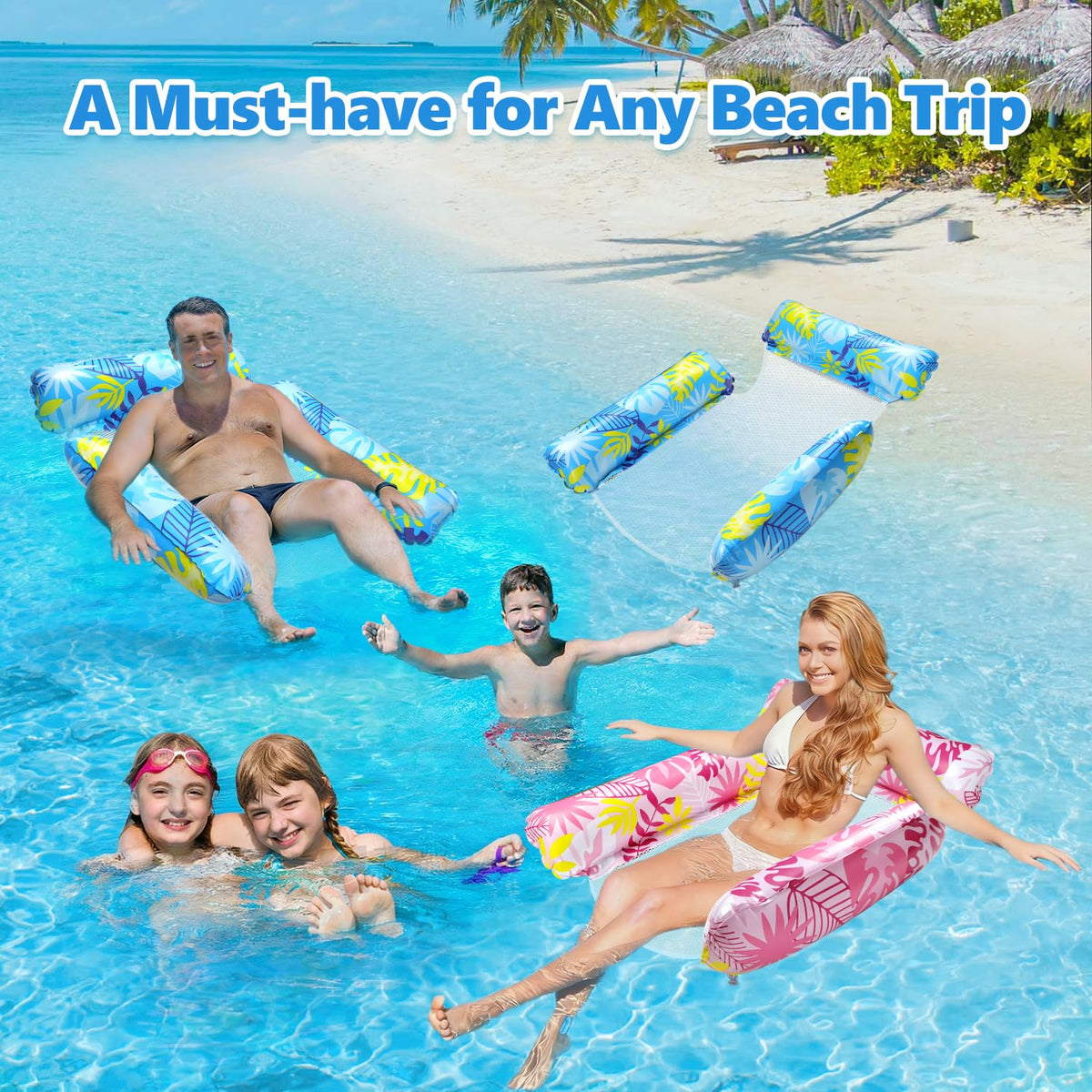 2 Pack Inflatable Pool Floats with Drink Holders and Air Pump I8951