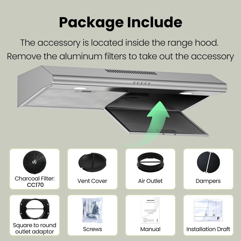 30 inch 300 CFM Under Cabinet Range Hood J780