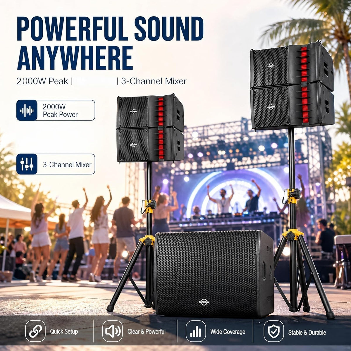 2000W Powered Line Array PA Speaker System with 18 Inch Subwoofer C292