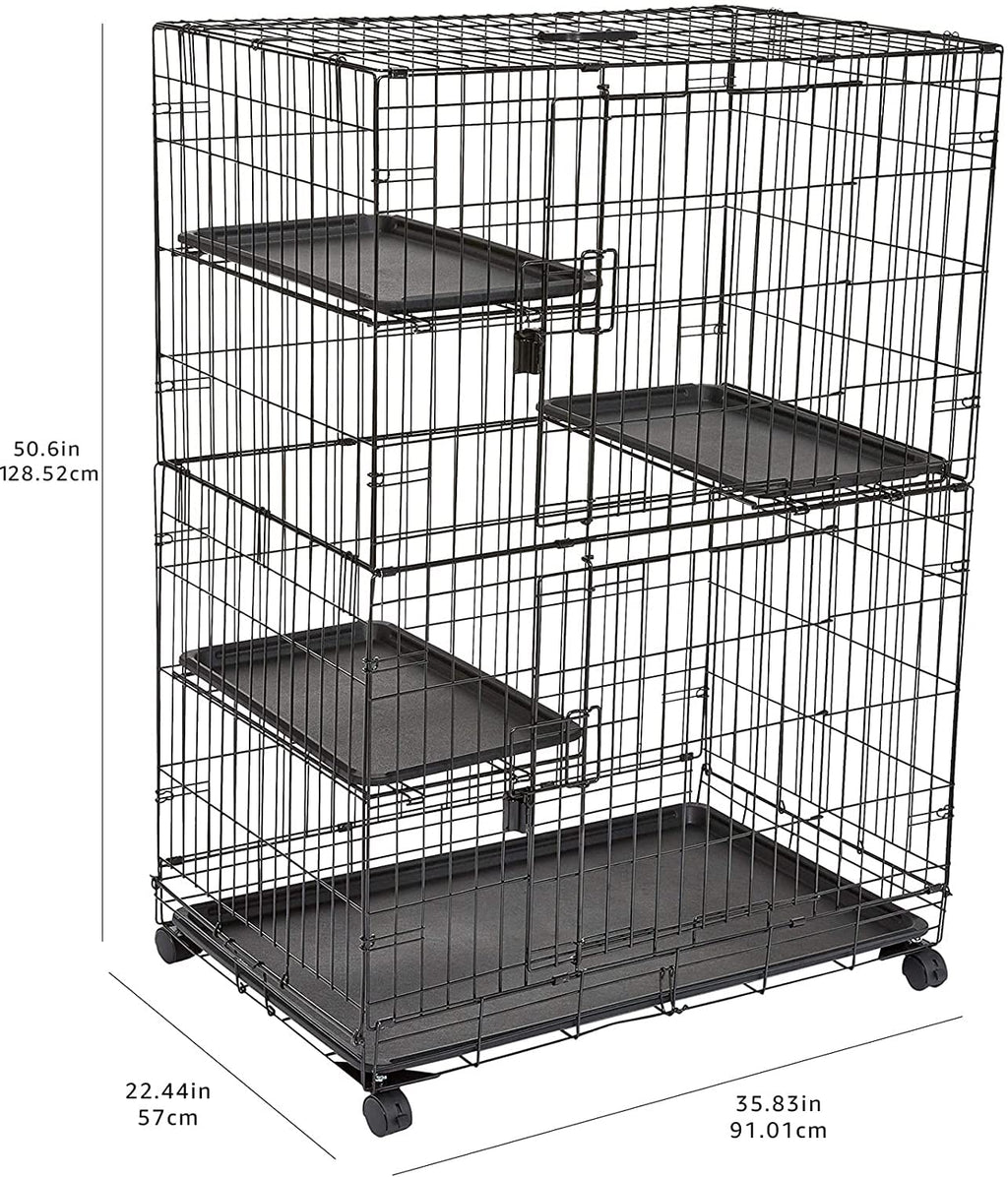 Large 3-Tier Cat Cage Playpen with Removable Tray, Black Z86629
