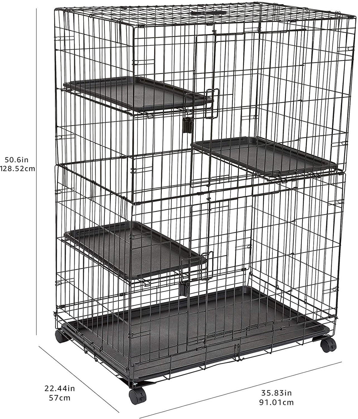 Large 3-Tier Cat Cage Playpen with Removable Tray, Black Z86629