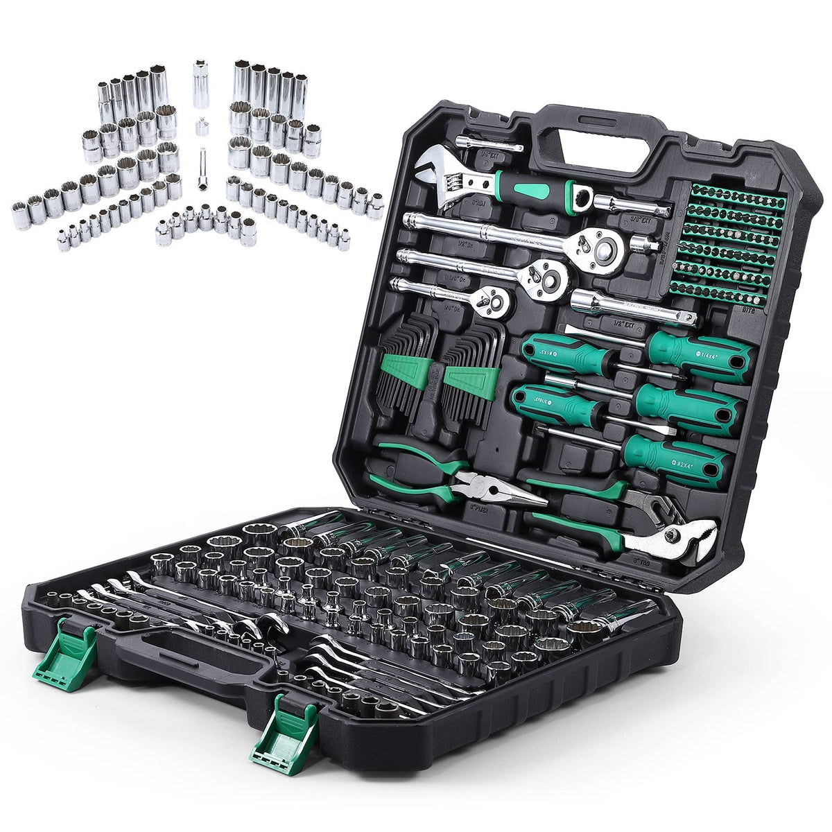 213 Piece SAE and Metric Mechanic Tool Set with Storage Case I699058