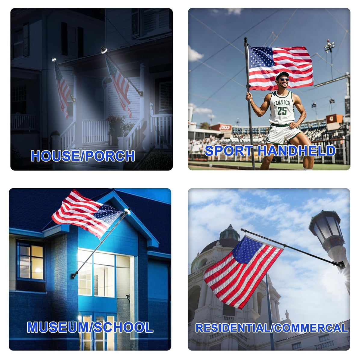 7FT Flag Pole Kit with Solar Light F26247