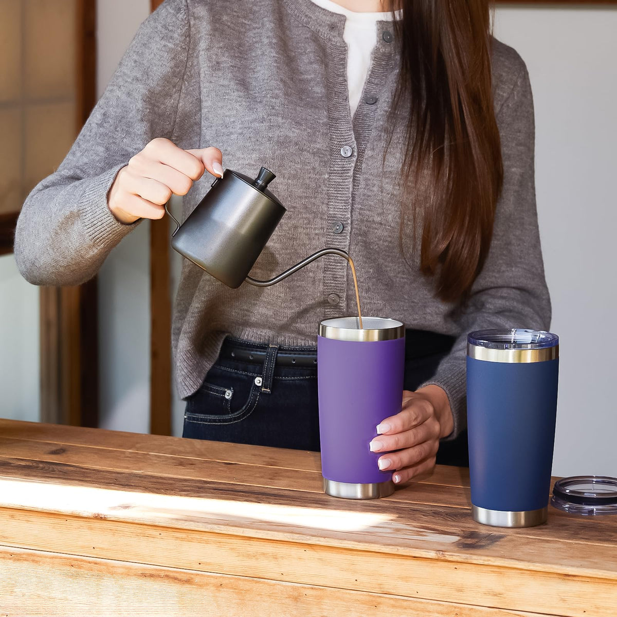 20oz Stainless Steel Insulated Tumbler with Lid and Straw Q85374