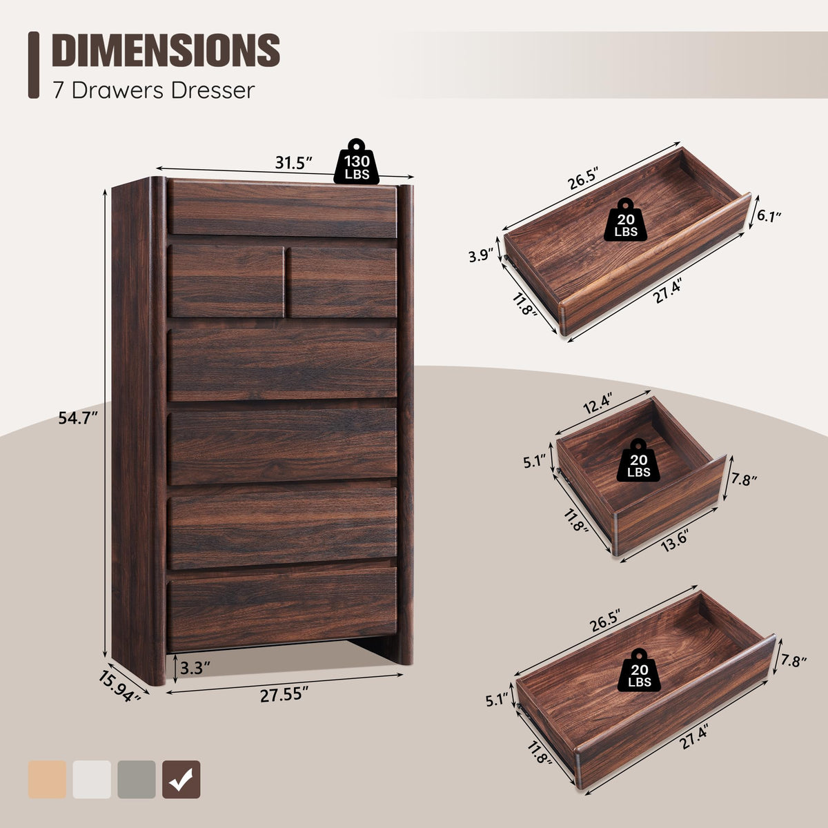 Brown 7 Drawer Dresser O5321