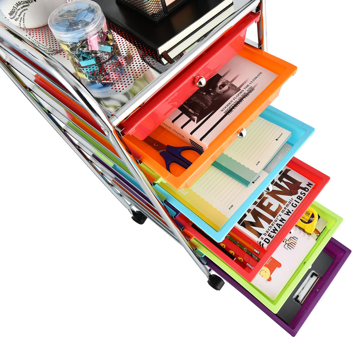 10 Drawer Multicolor Alloy Steel Storage Cart V878