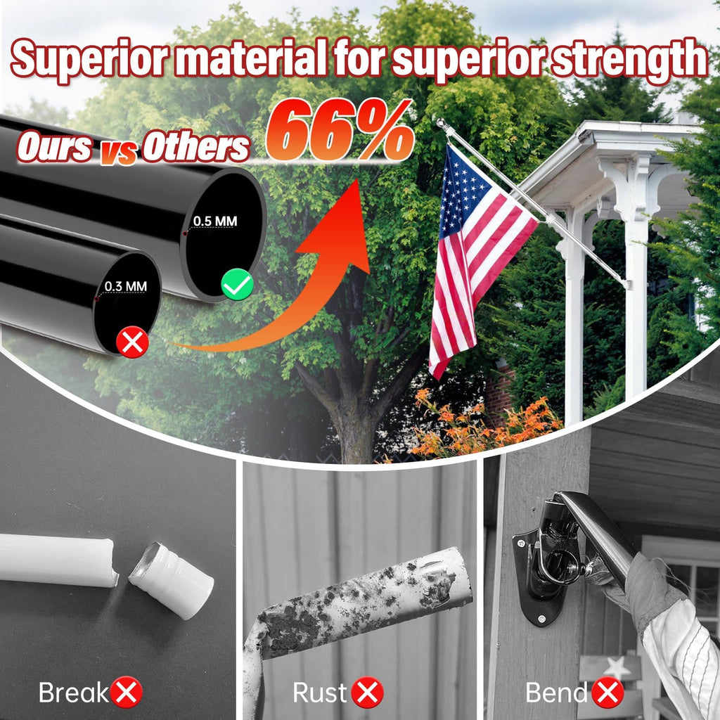 7FT Flag Pole Kit with Solar Light F26247