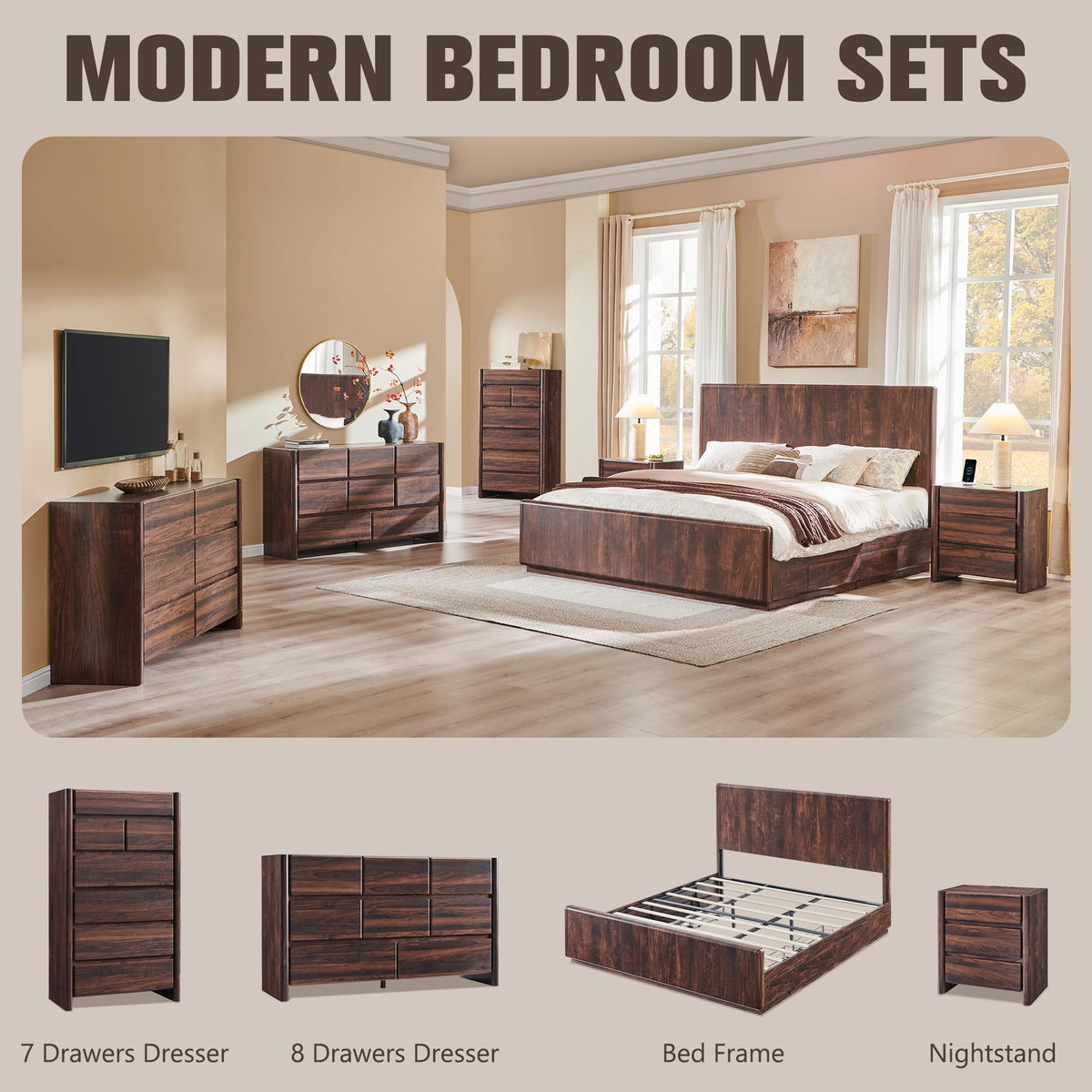 Brown 7 Drawer Dresser O5321