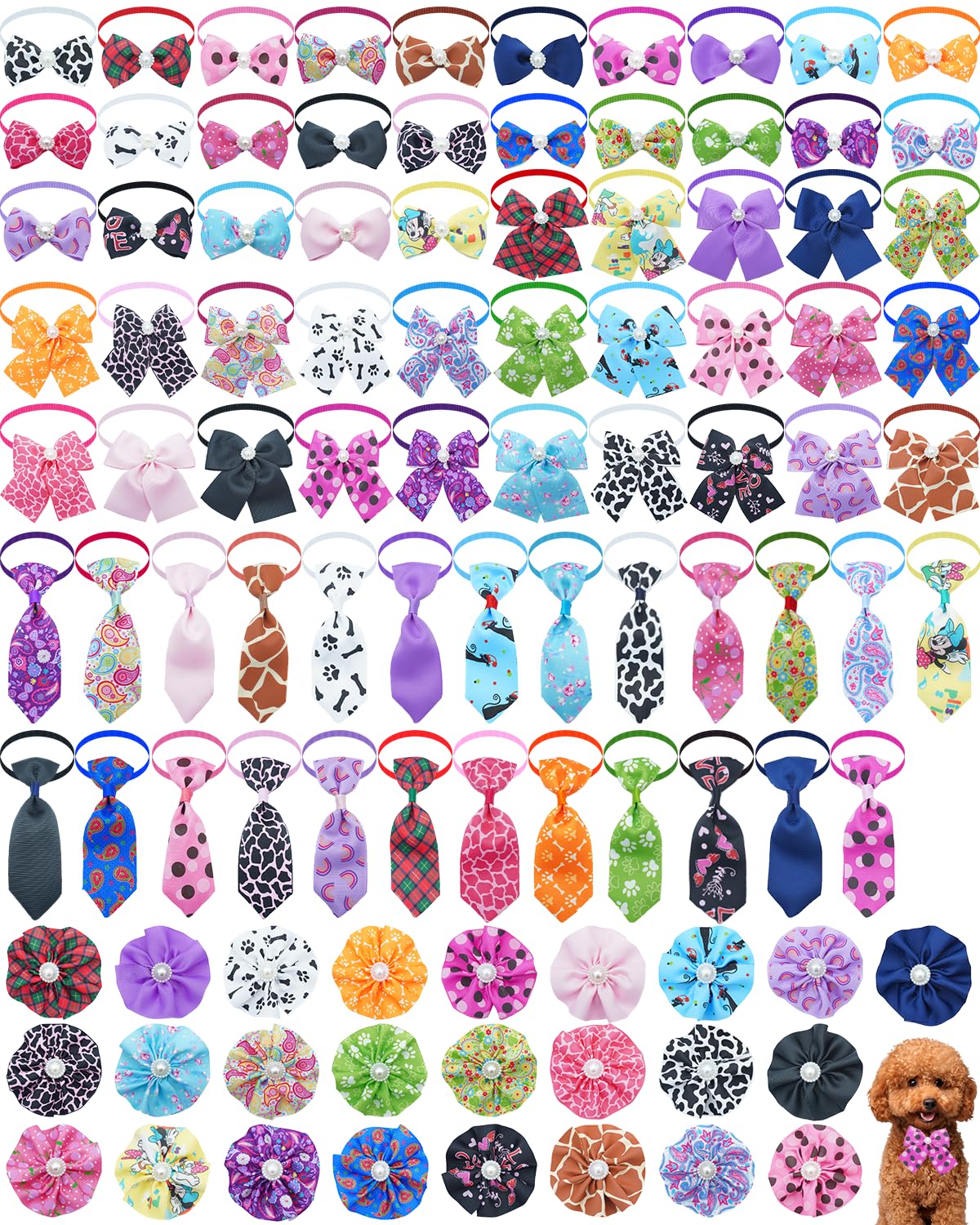 100 Pack Small Dog Bows and Ties W62633