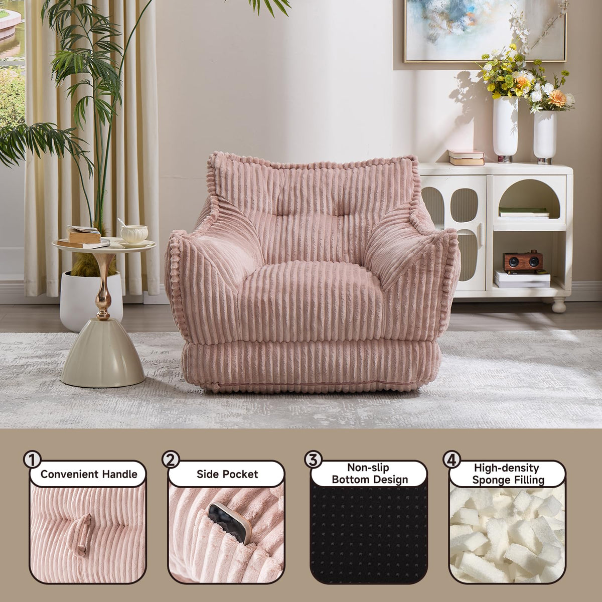 2 in 1 Folding Sofa Bed Pink T163