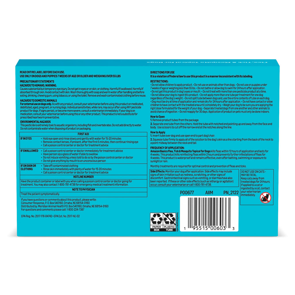Flea, Tick & Mosquito Topical Treatment for X-Large Dogs, 6 Count K989