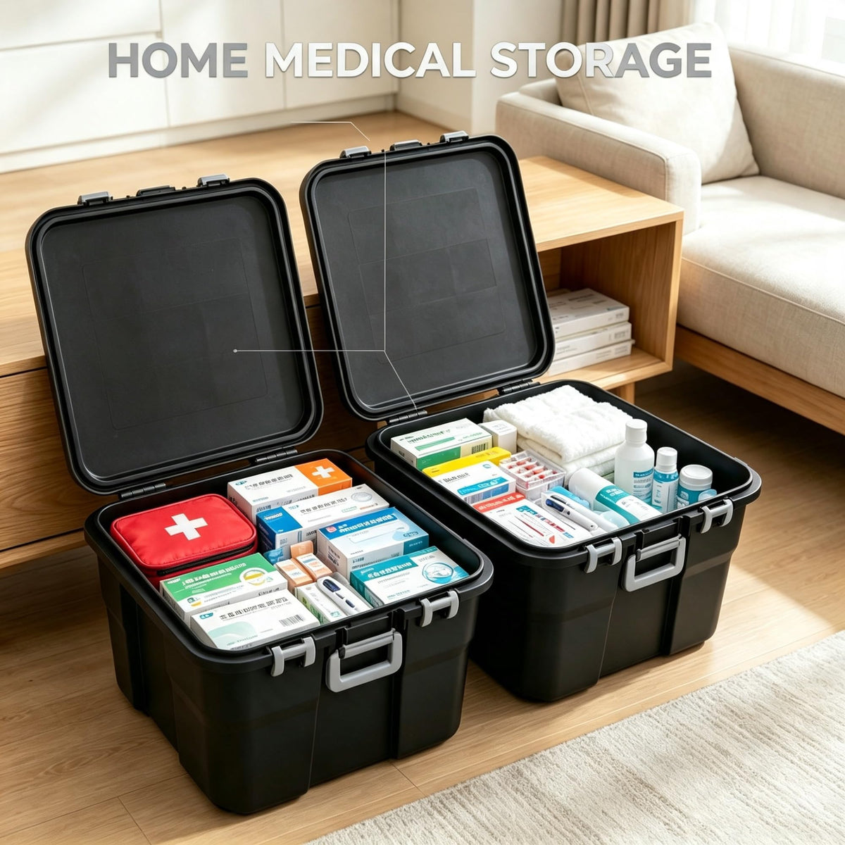 2 Pack 22 Gallon Black Wheeled Lockable Plastic Storage Trunk D236