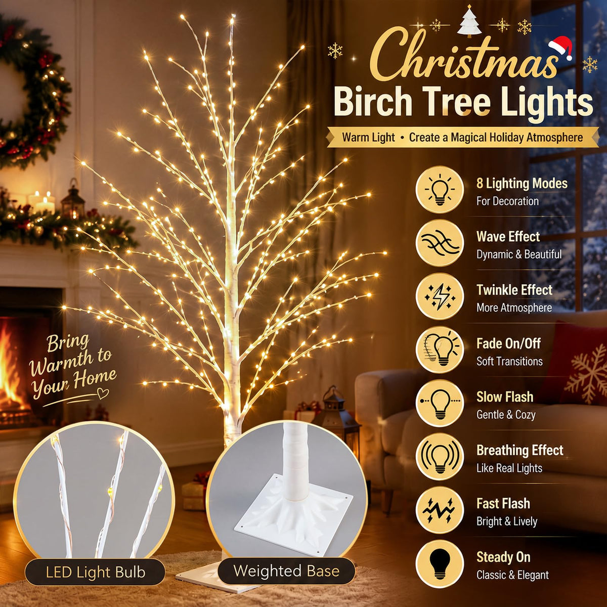 4 Pack Lighted Birch Tree Y597