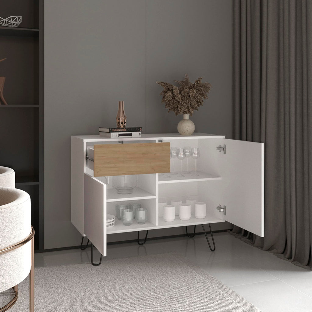 39" Wide Console Table with Two Cabinets, One Drawer and Four Shelves N601