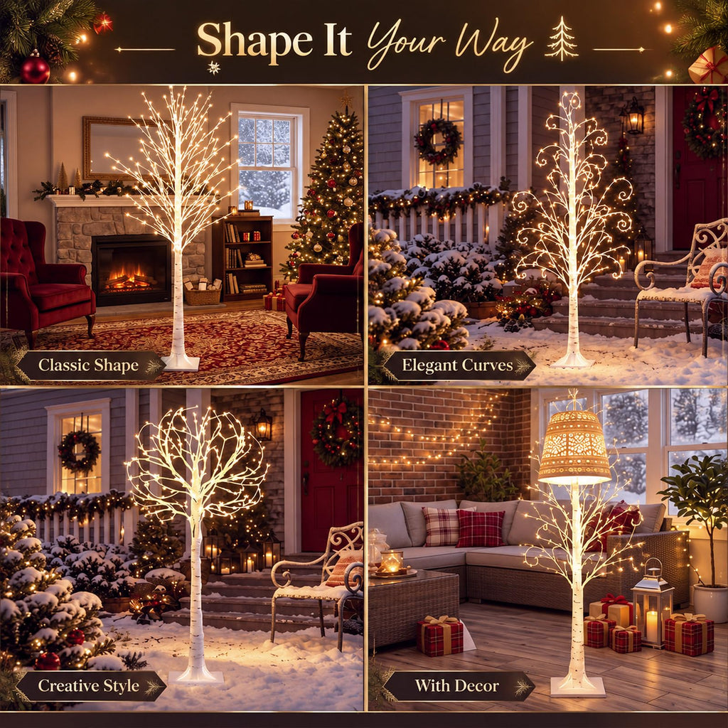 4 Pack Lighted Birch Tree Y597