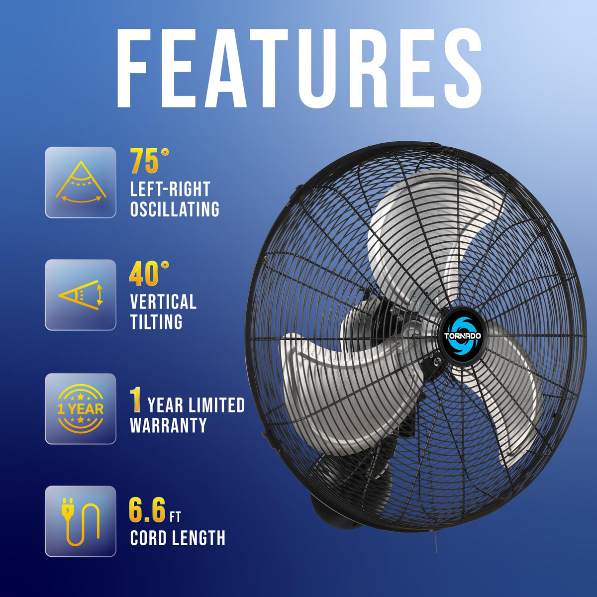 20 Inch Oscillating Wall Mount Fan 3 Speed 5250 CFM G5803