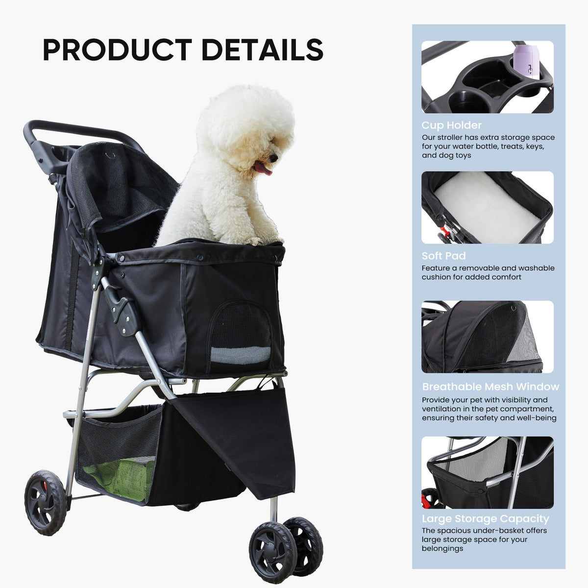 Foldable 3 Wheel Pet Stroller V78299